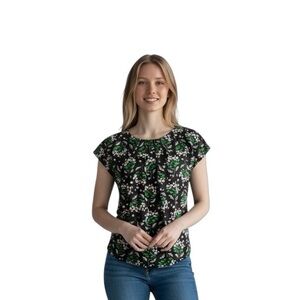 Boden silk blend floral, romantic, business casual, preppy, coastal core shirt